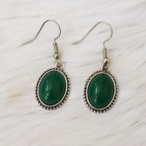 Green Jade Dangle Earrings